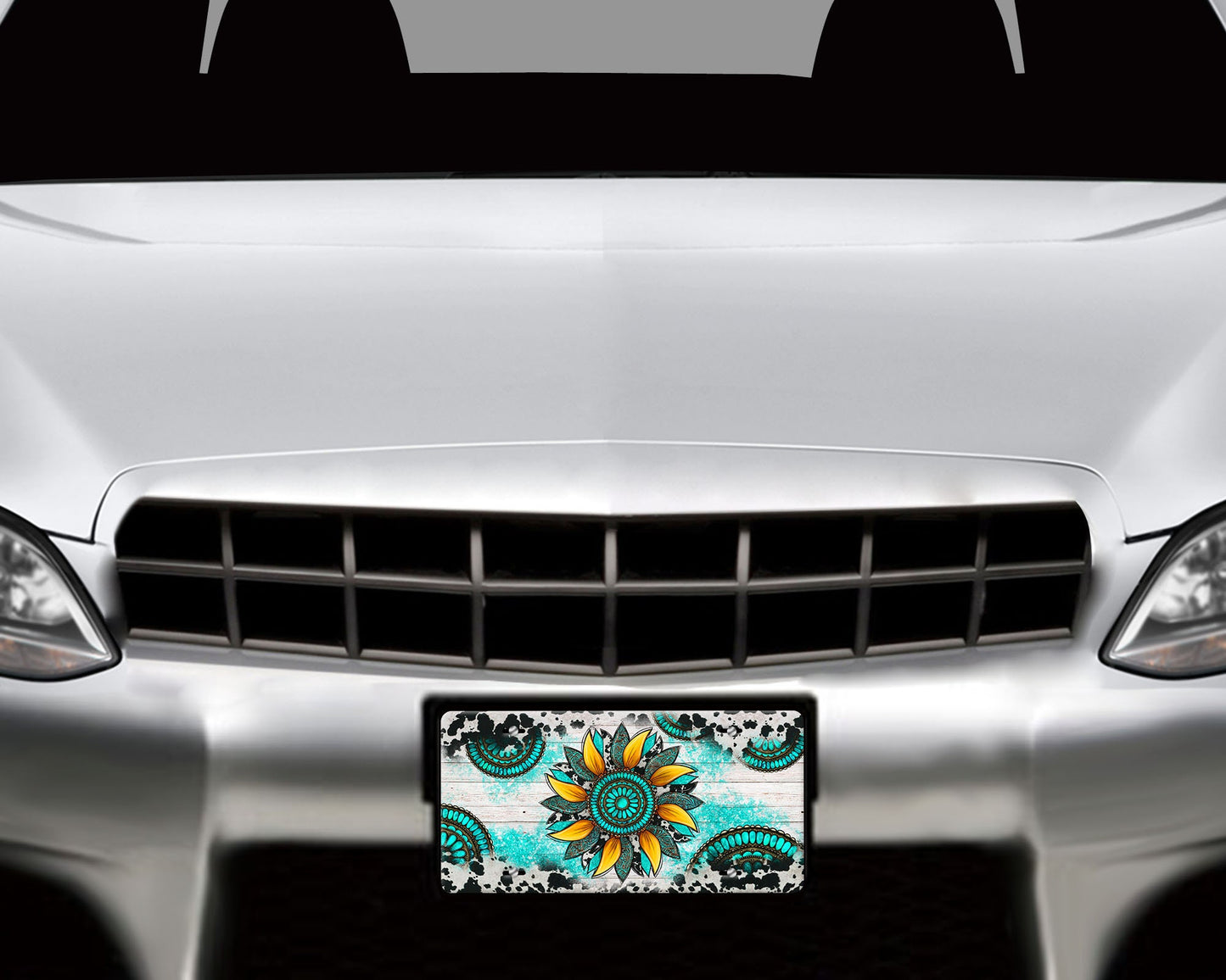 Gemstone Sunflower Aluminum Front License Plate