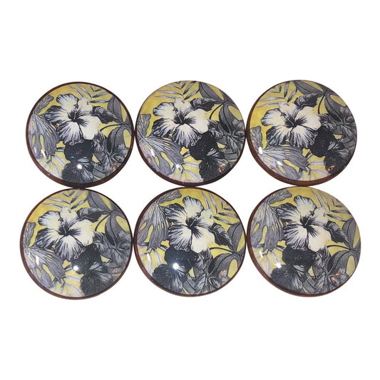 Set of 6 Floral Savannah  Wood Cabinet Knobs