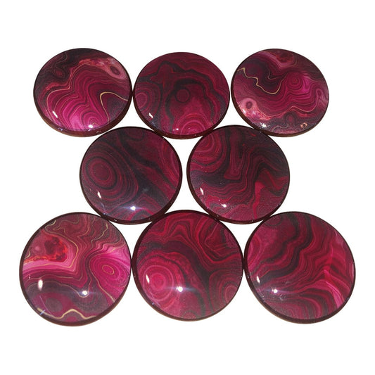 Set of 8 Garnet Strata Print Wood Cabinet Knobs