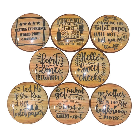 Set of 8 Bathroom Humor Cabinet Knobs