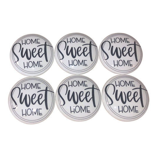 Set of 6 Farmhouse Home Sweet Home Wood Cabinet Knobs