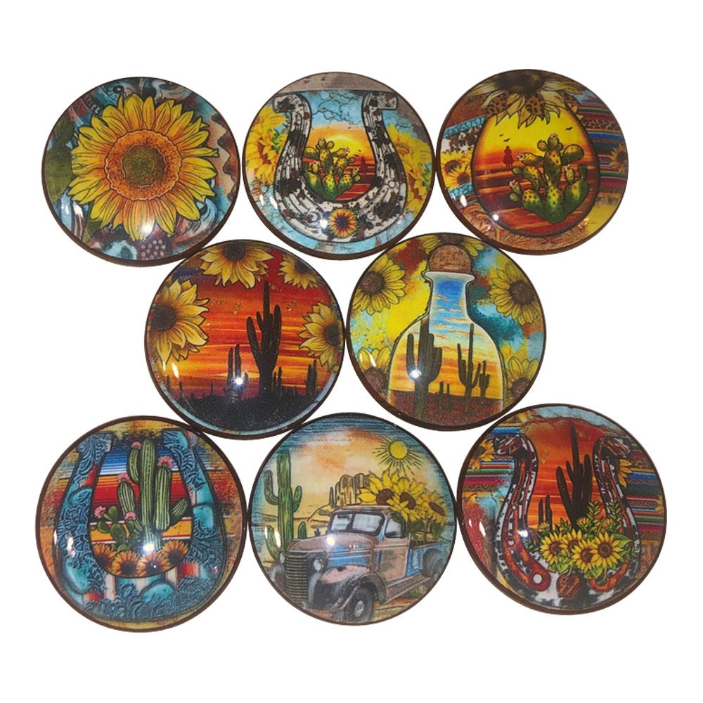 Set of 8 Desert Sunflowers Cabinet Knobs