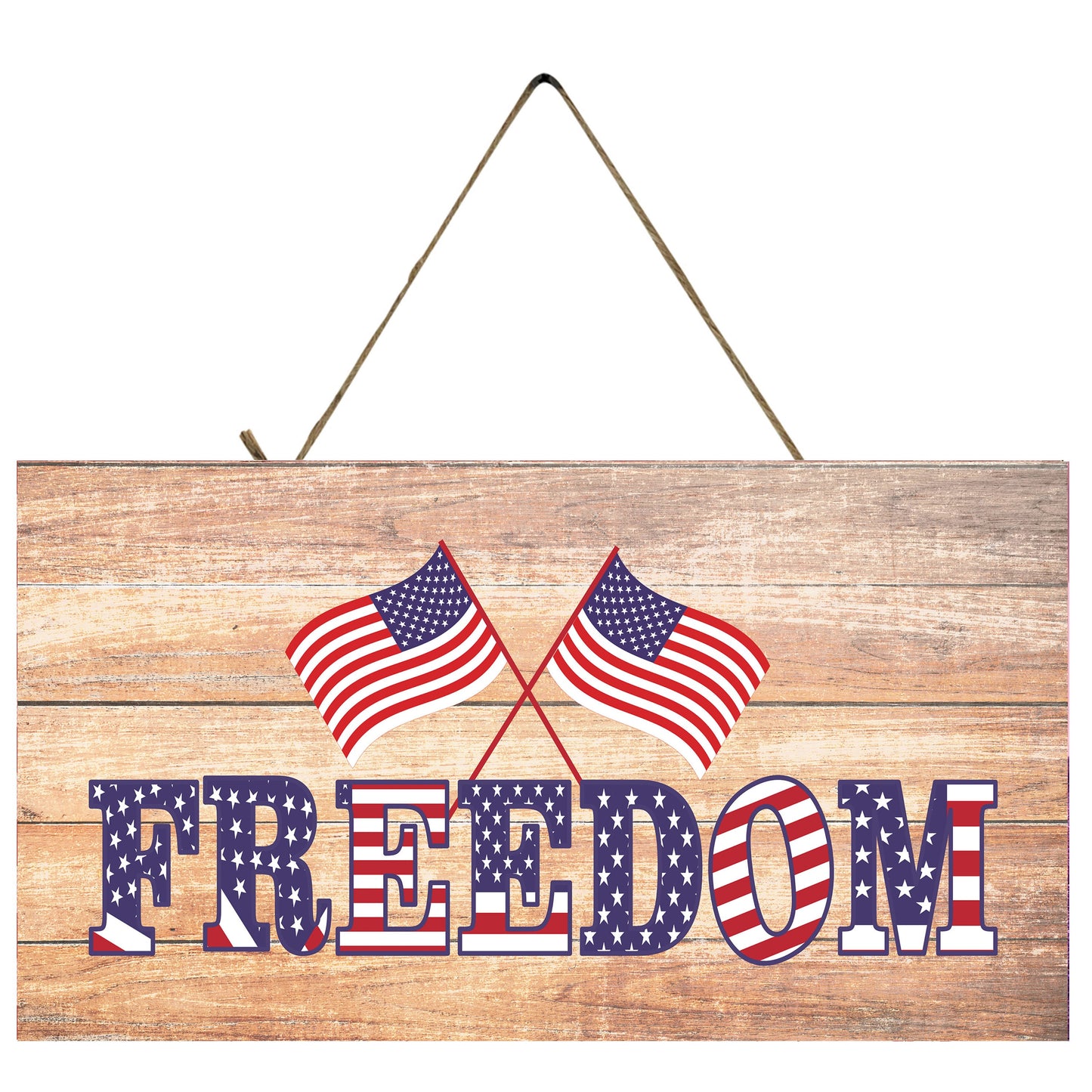 Stars and Stripes Freedom Printed Handmade Wood Sign