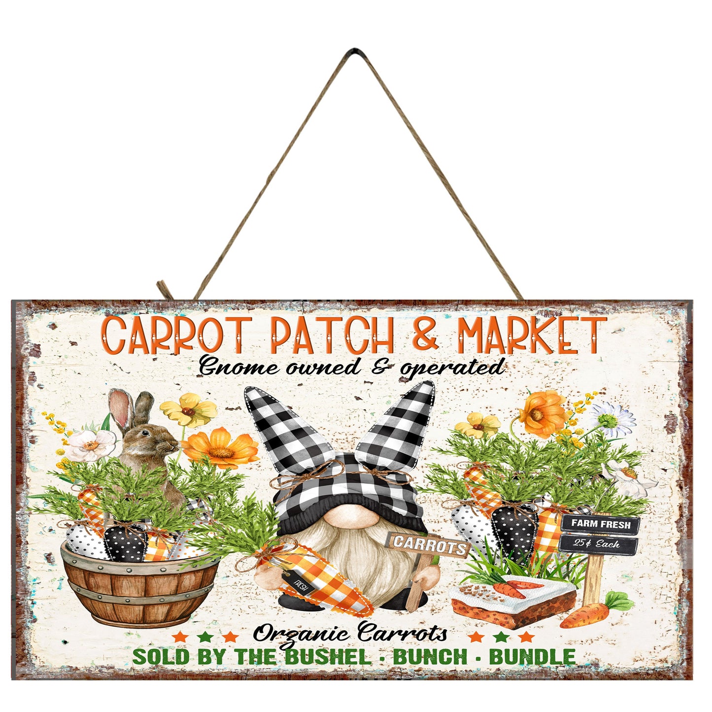 Carrot Patch and Market Printed Handmade Wood Sign