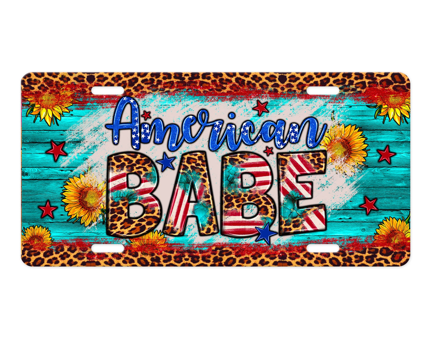 American Babe Print Aluminum Front License Plate