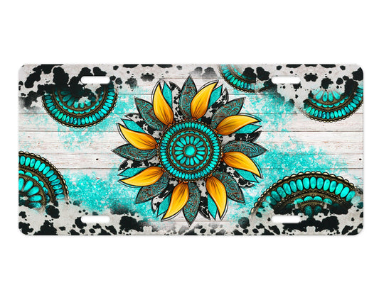 Gemstone Sunflower Aluminum Front License Plate