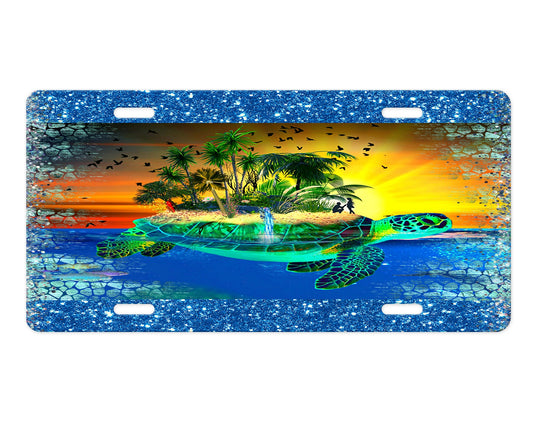 Sea Turtle Island Aluminum Front License Plate