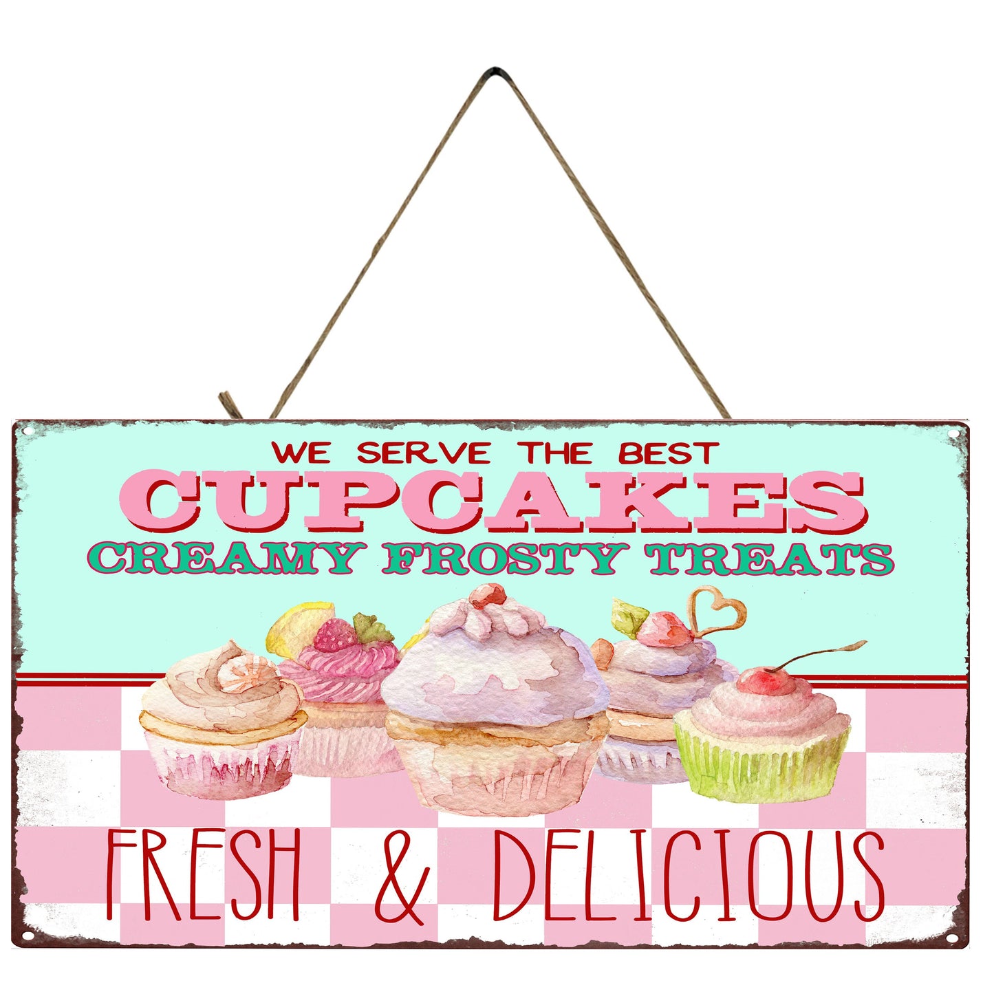 Cupcakes Fresh and Delicious Printed Handmade Wood Sign