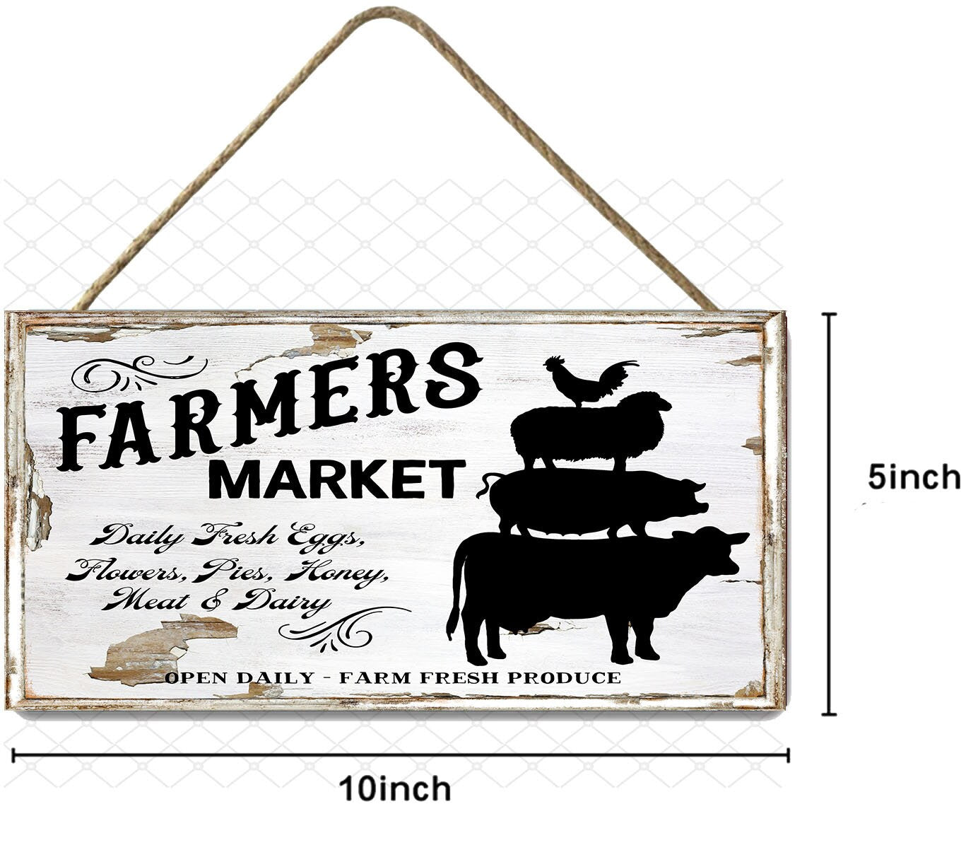 Farmers Market Animal Stack Printed Handmade Wood Sign