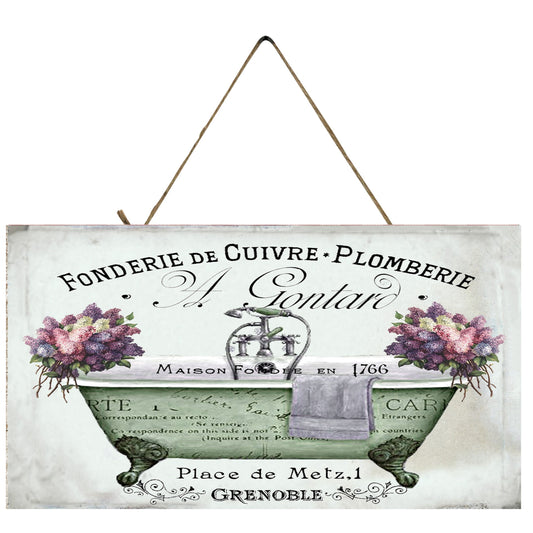 French Bath Printed Handmade Wood Sign