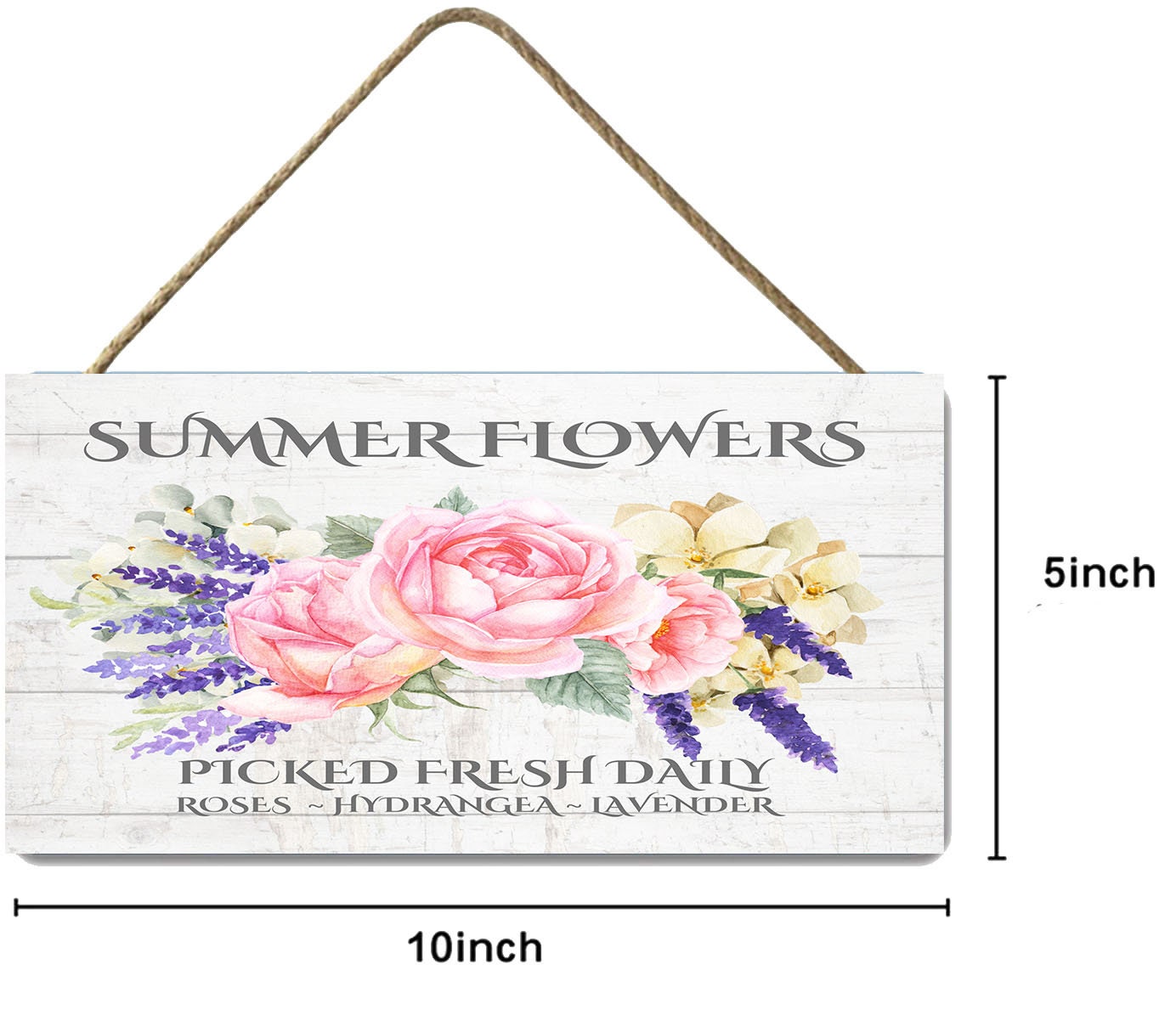 Summer Flowers Printed Handmade Wood Sign