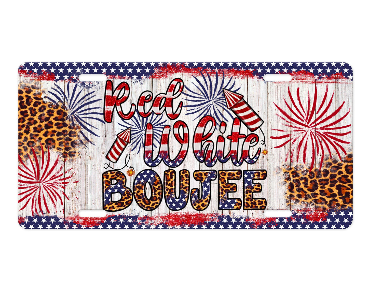 Red White and Boujee Aluminum Front License Plate