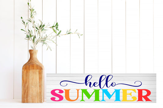 24 Inch Hello Summer Printed Handmade Wood Sign