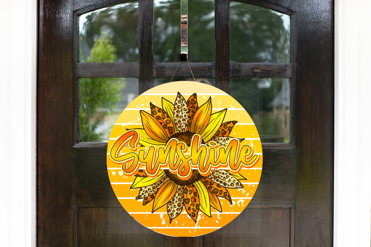 Sunshine Sunflower Round Printed Handmade Wood Sign