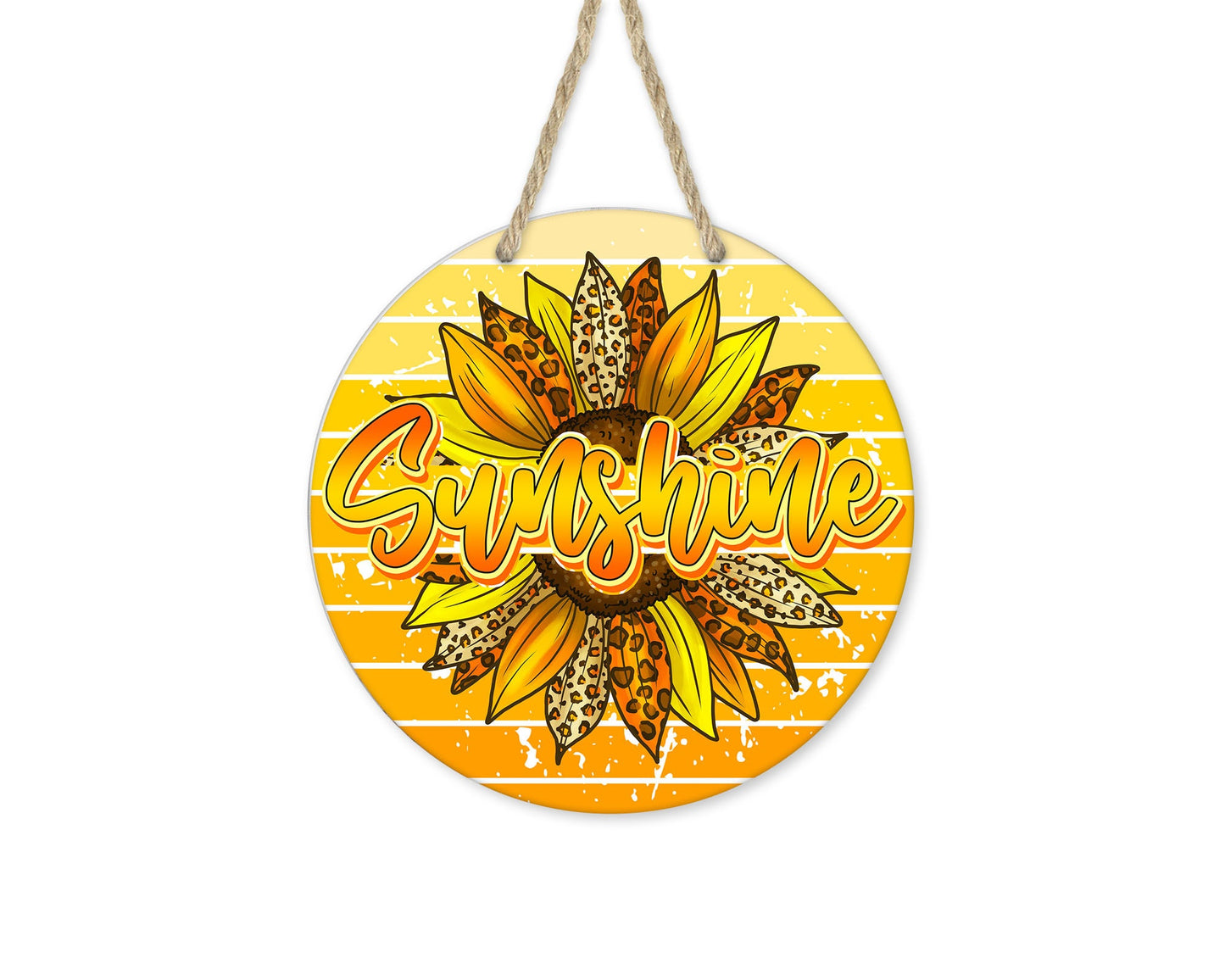 Sunshine Sunflower Round Printed Handmade Wood Sign