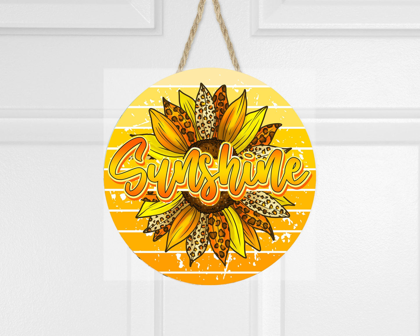 Sunshine Sunflower Round Printed Handmade Wood Sign