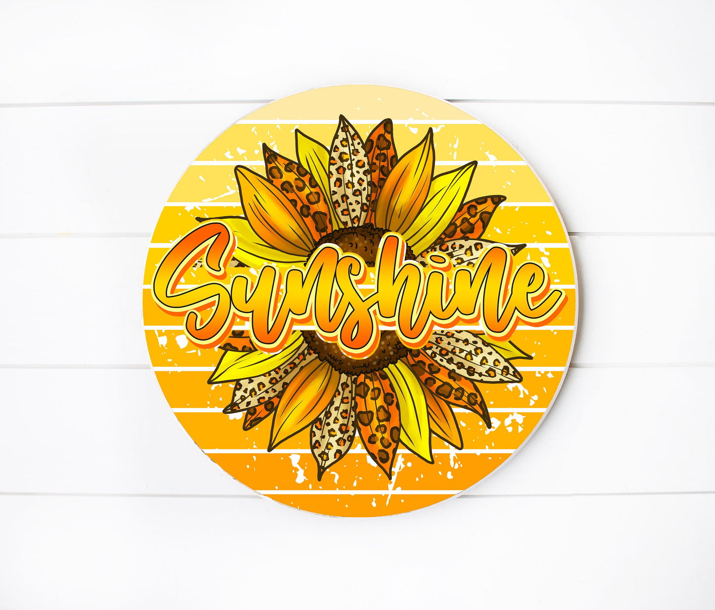 Sunshine Sunflower Round Printed Handmade Wood Sign