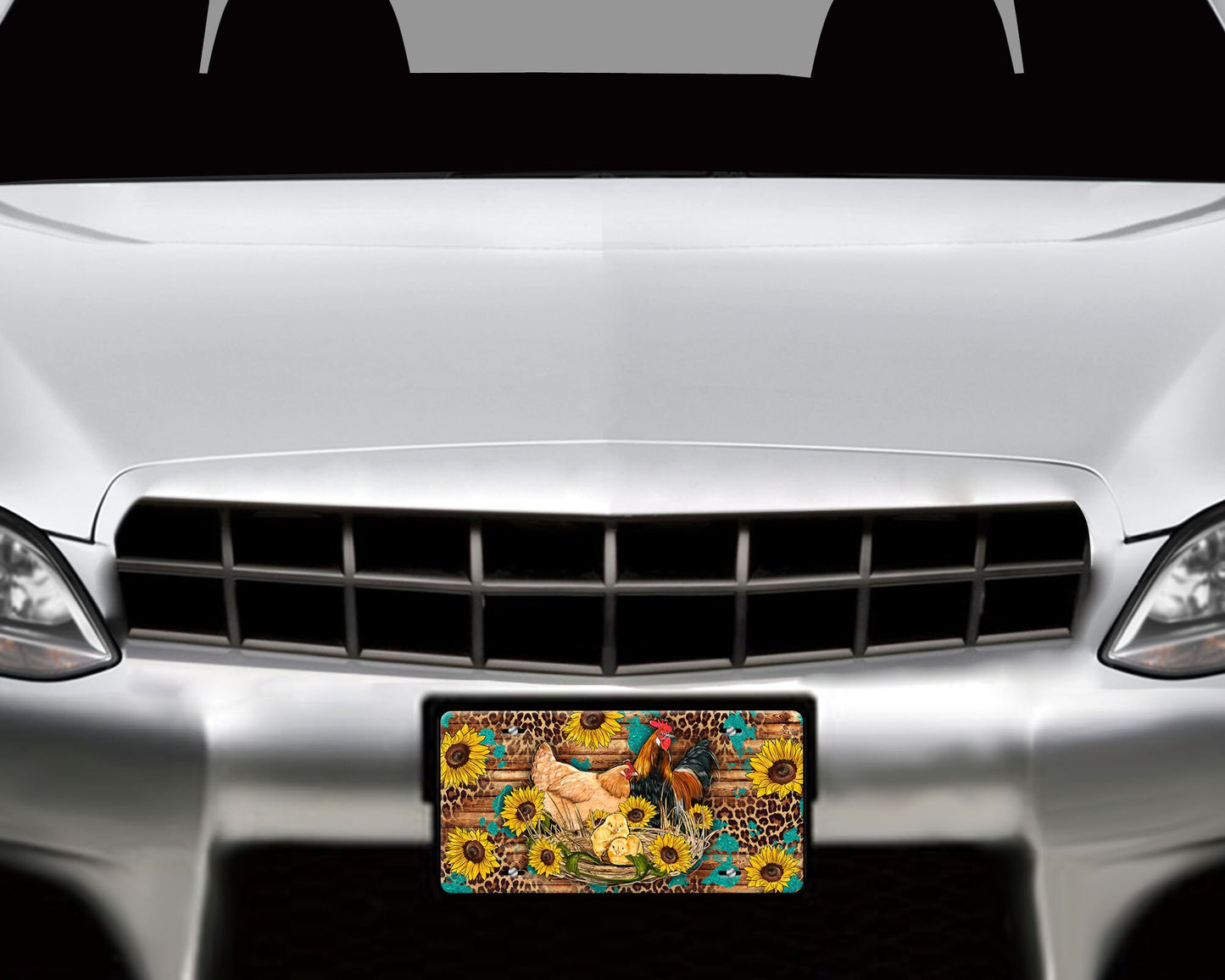 Chicken Family Aluminum Front License Plate