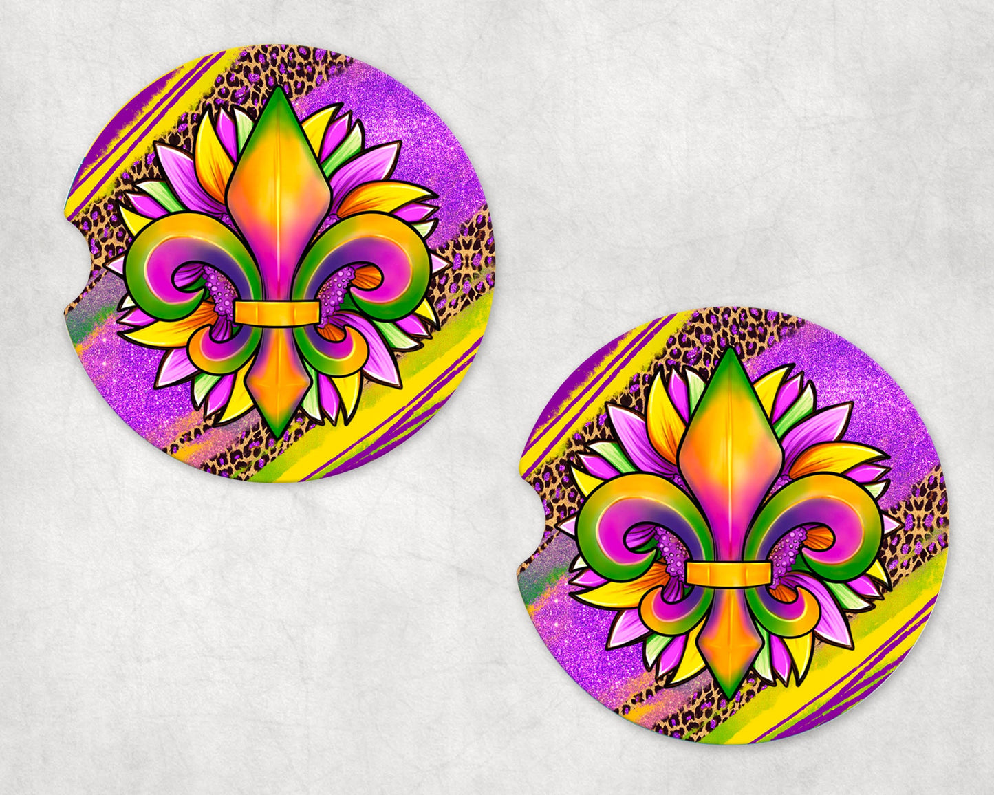 Love Mardi Gras Front License Plate and Sandstone Car Coasters