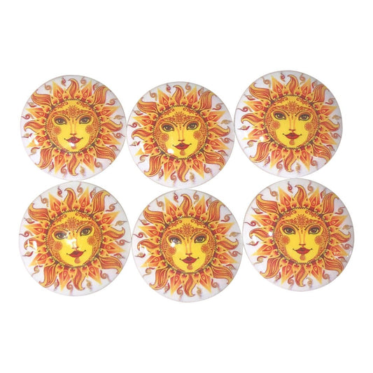 Set of 6 Flaming Sun Wood Cabinet Knobs