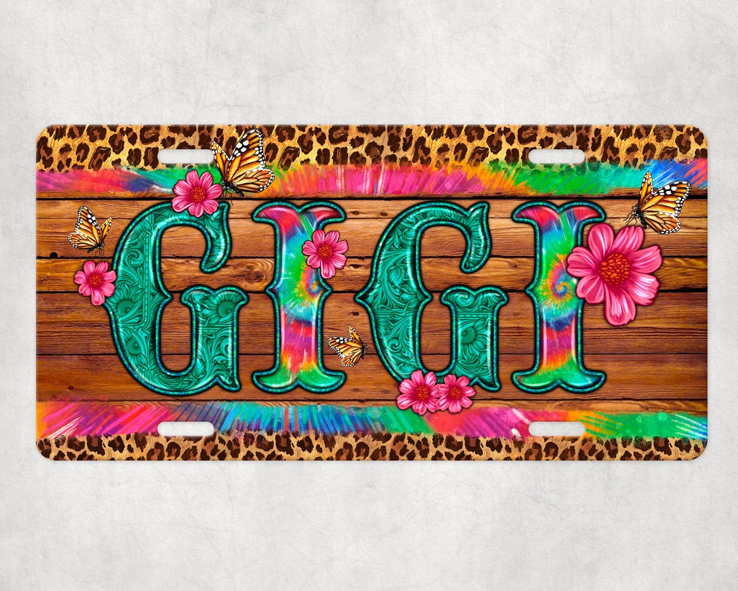 Tie Dye Gigi Aluminum Front License Plate