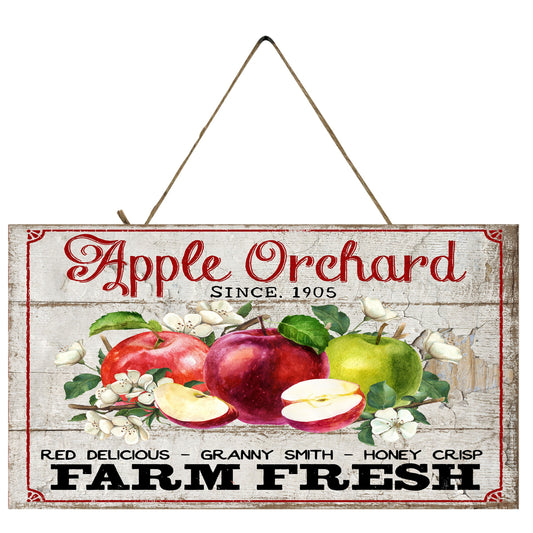 Apple Orchard Farm Fresh Printed Handmade Wood Sign
