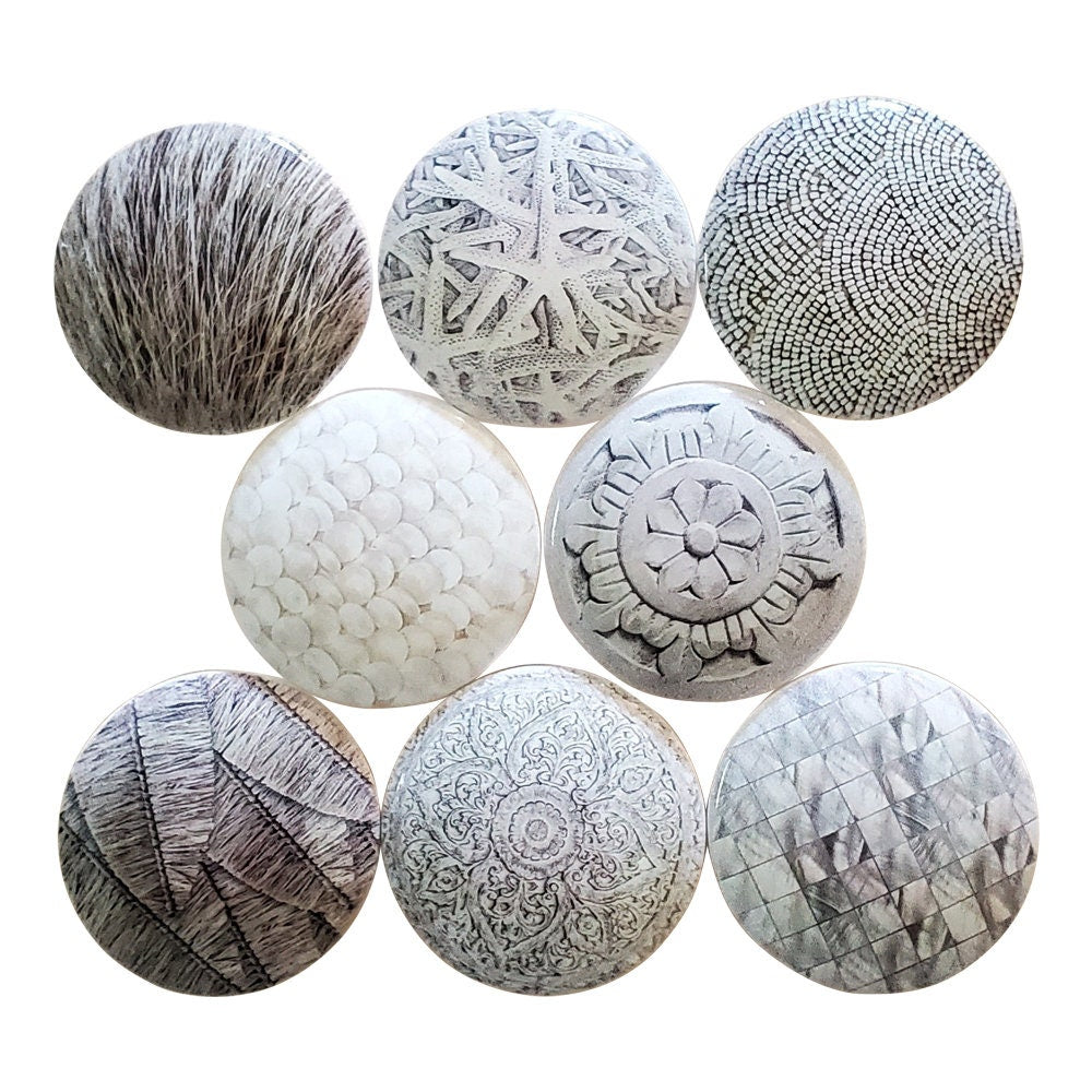 Set of 8  Bali Texture Wood Cabinet Knobs
