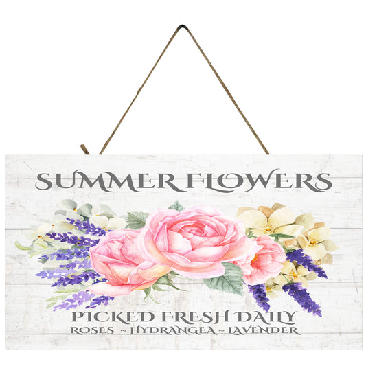Summer Flowers Printed Handmade Wood Sign