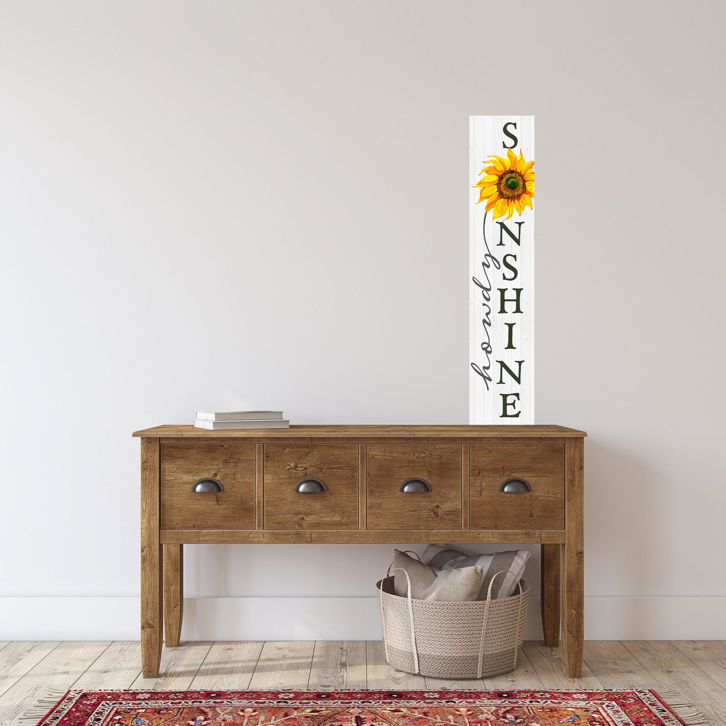 24 Inch (2 Foot Tall) Howdy Sunshine Sunflower Vertical Wood Print Sign