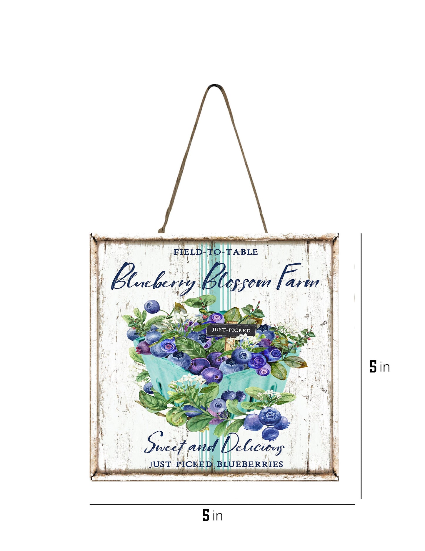 Blueberry Blossom Farm Printed Handmade Wood  Mini Sign