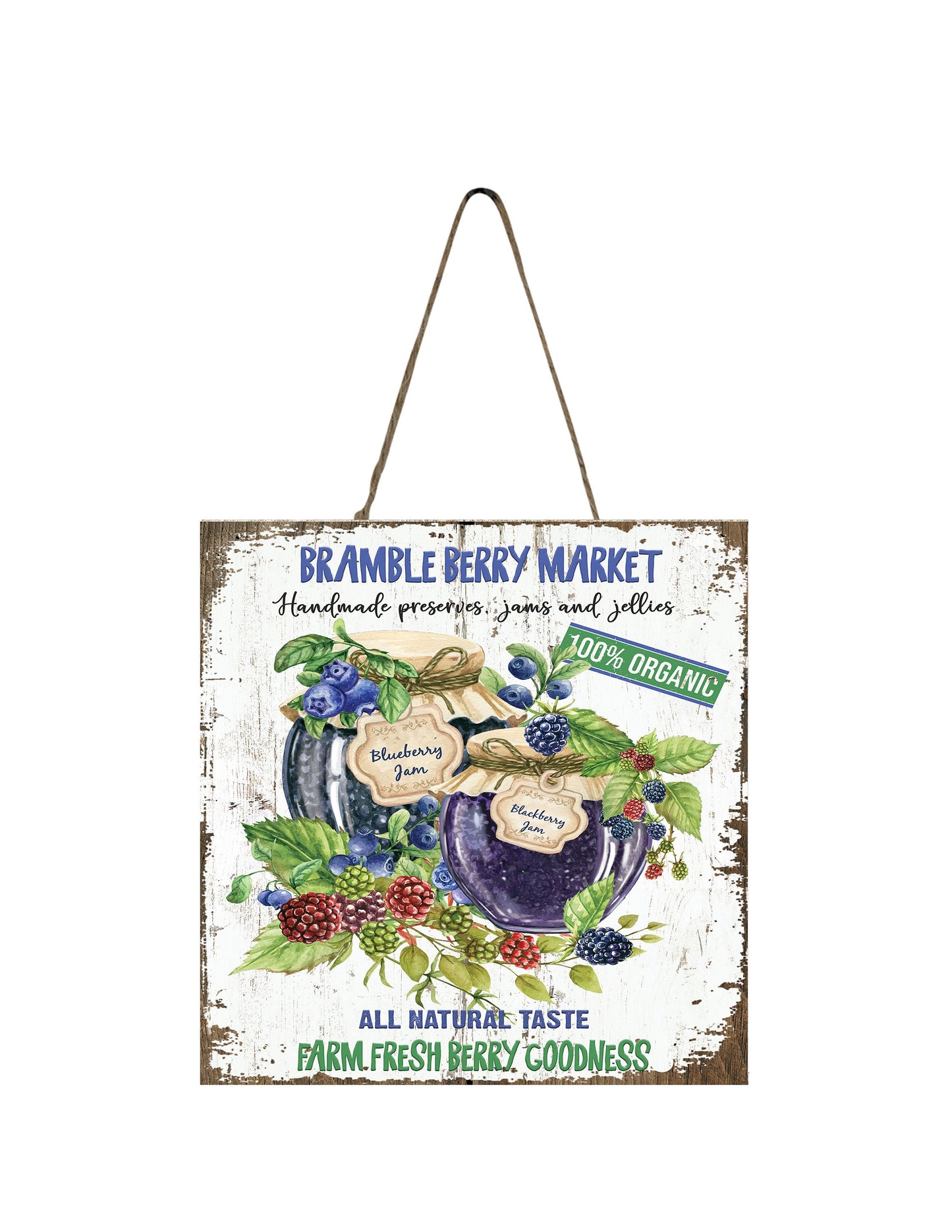 Brambleberry Market Printed Handmade Wood  Mini Sign