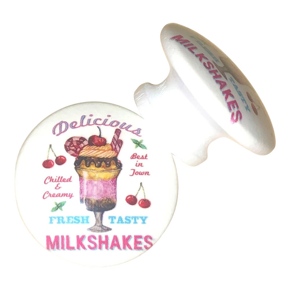 Set of 6 Milkshakes Ice Cream Wood Cabinet Knobs