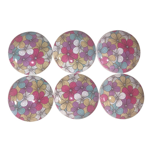 Set of 6 Flower Power Wood Cabinet Knobs