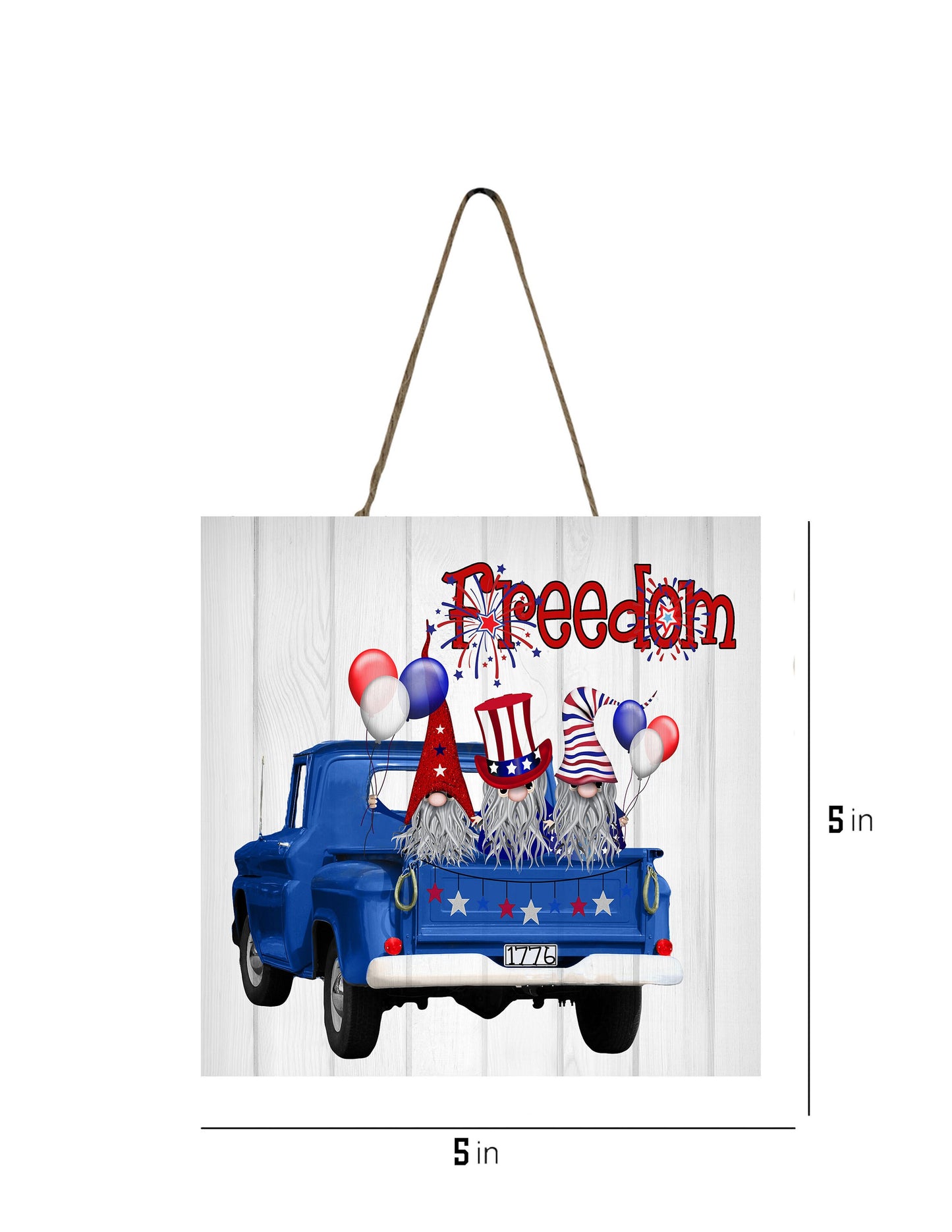 Freedom Gnomes Patriotic Printed Handmade Wood  Mini Sign