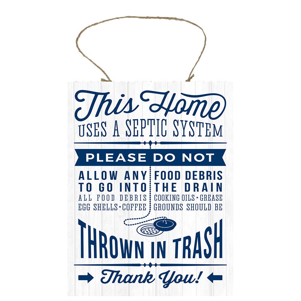 Navy Blue This Home Uses a Septic System Kitchen Rules Printed Handmade Wood Sign