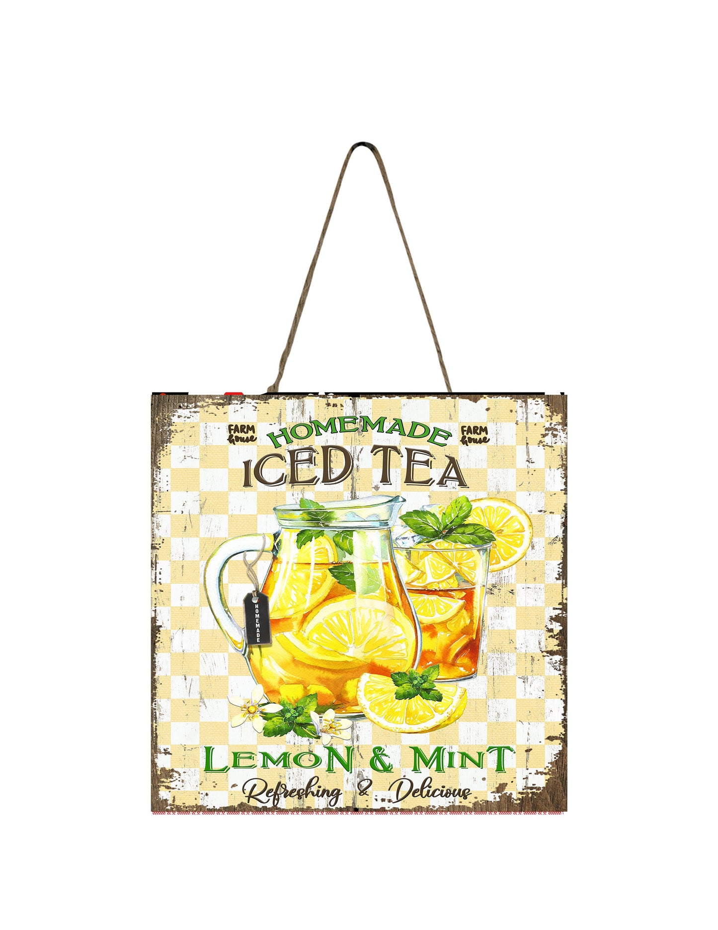 Iced Tea Printed Handmade Wood  Mini Sign