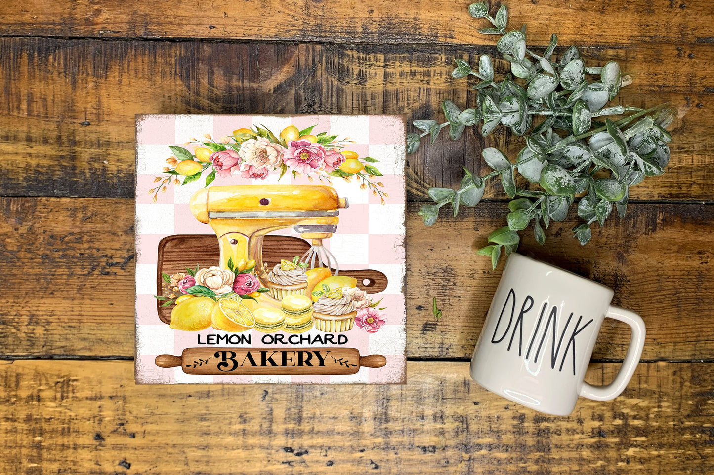 Lemon Orchard Bakery Printed Handmade Wood  Mini Sign