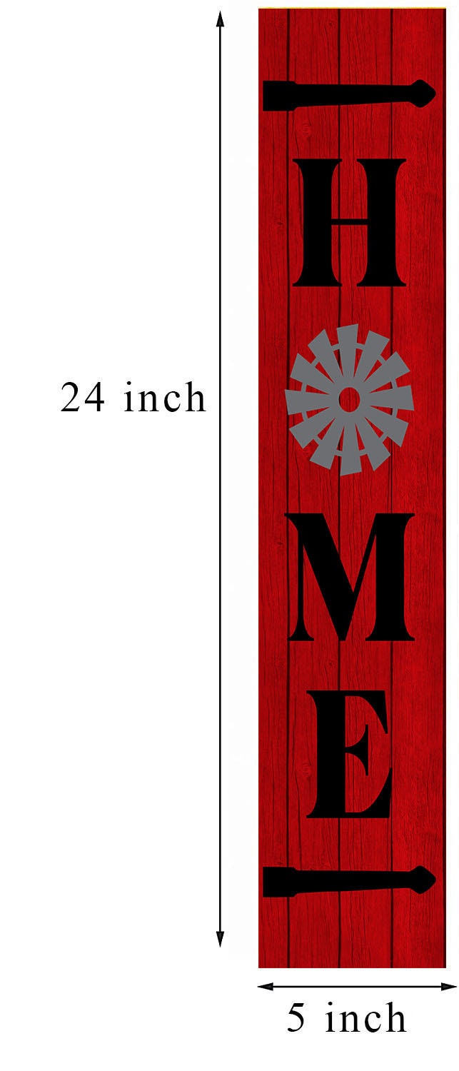 24 Inch (2 Foot Tall) Windmill Home Farmhouse Vertical Wood Print Sign