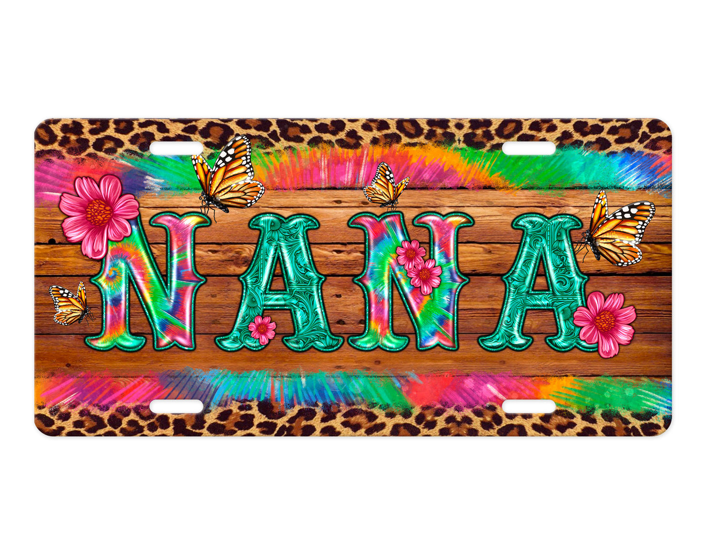 Tie Dye Nana Aluminum Front License Plate