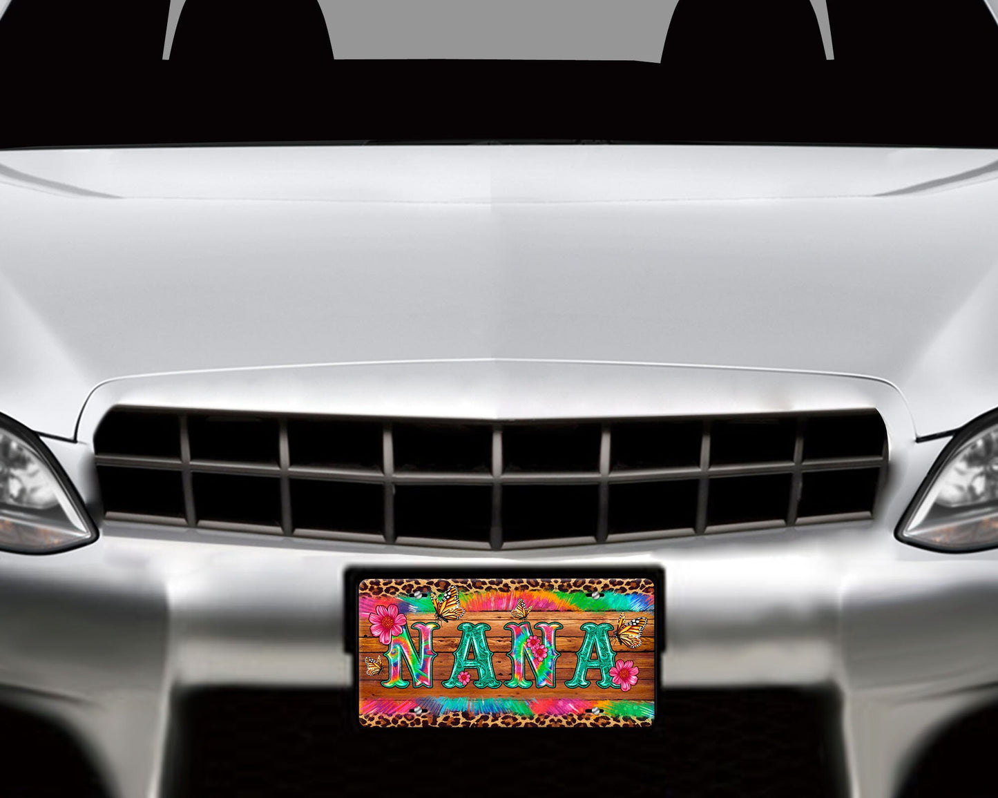 Tie Dye Nana Aluminum Front License Plate