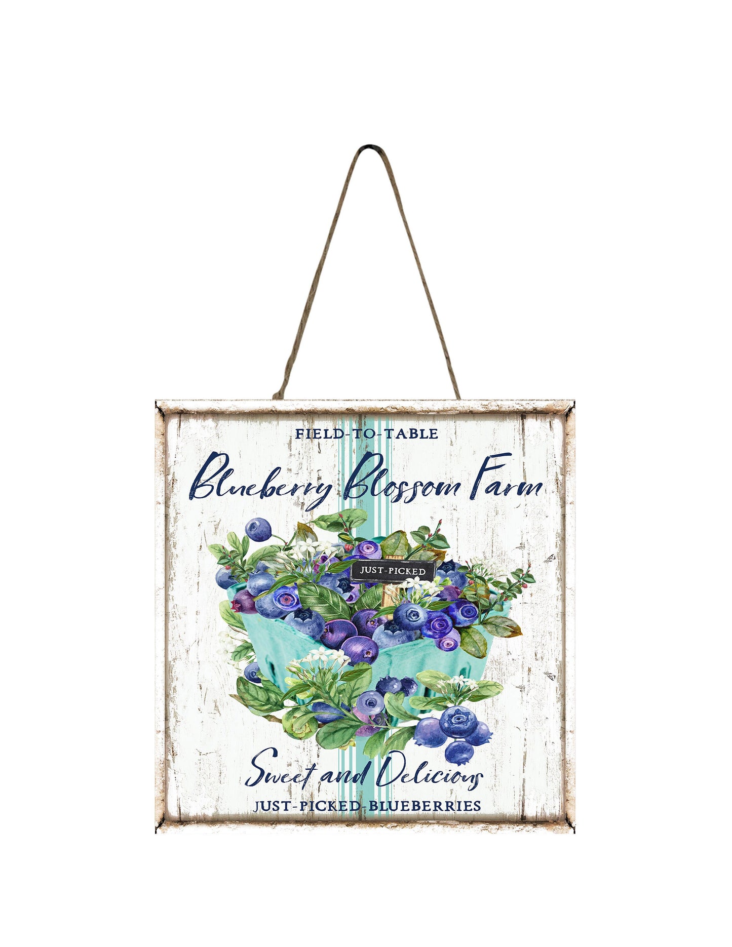 Blueberry Blossom Farm Printed Handmade Wood  Mini Sign