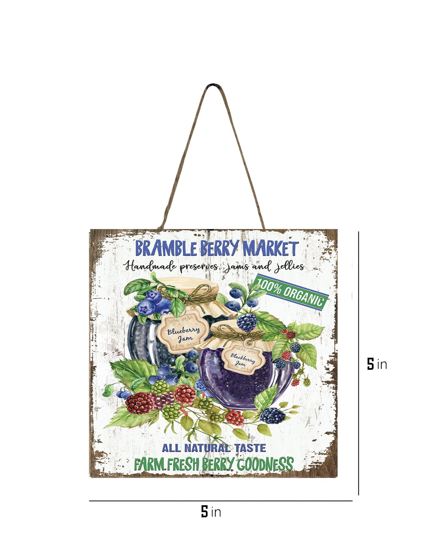 Brambleberry Market Printed Handmade Wood  Mini Sign