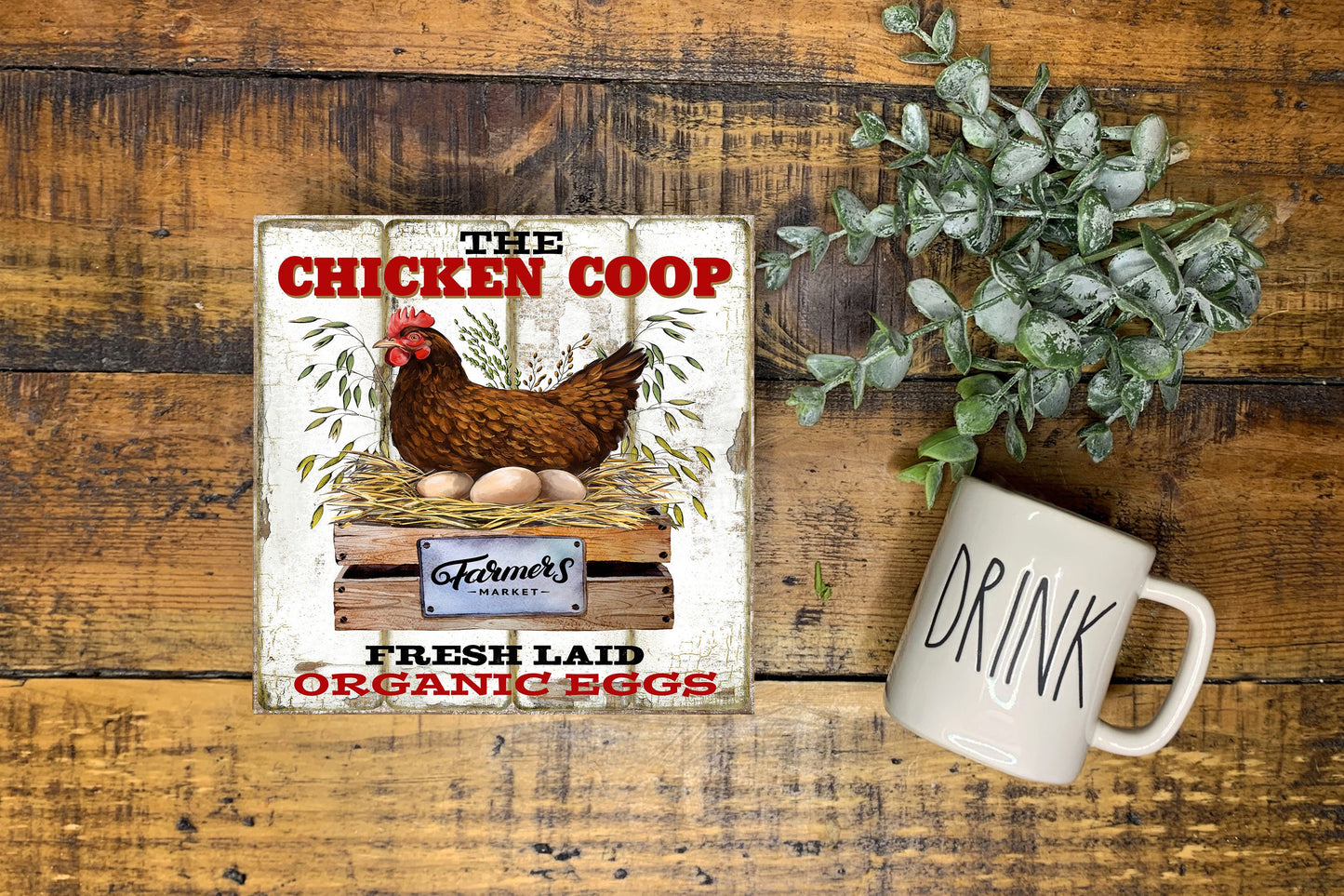 The Chicken Coop Printed Handmade Wood  Mini Sign