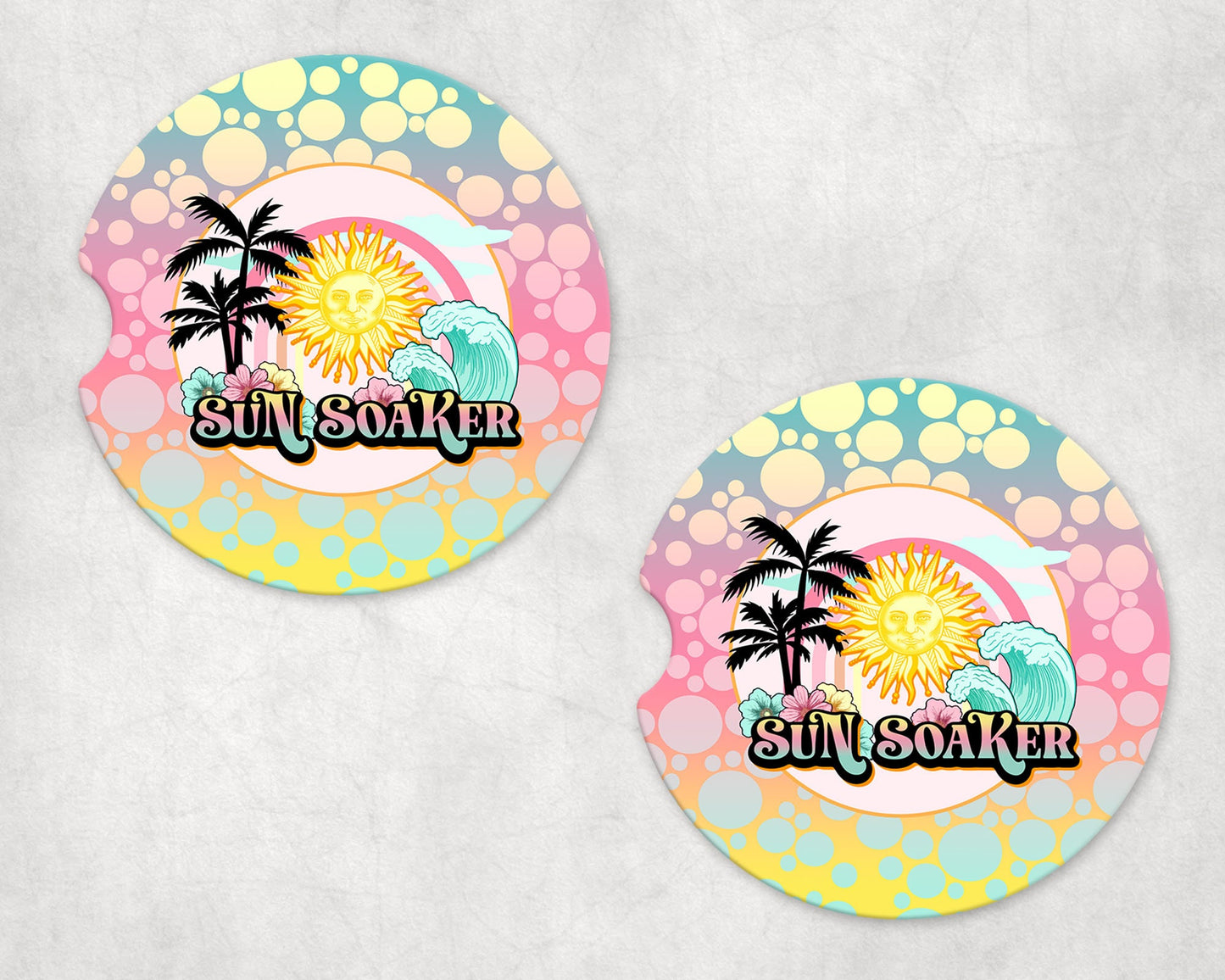 Sun Soaker Front License Plate and Sandstone Car Coasters