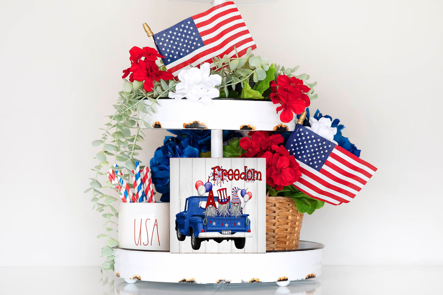 Freedom Gnomes Patriotic Printed Handmade Wood  Mini Sign