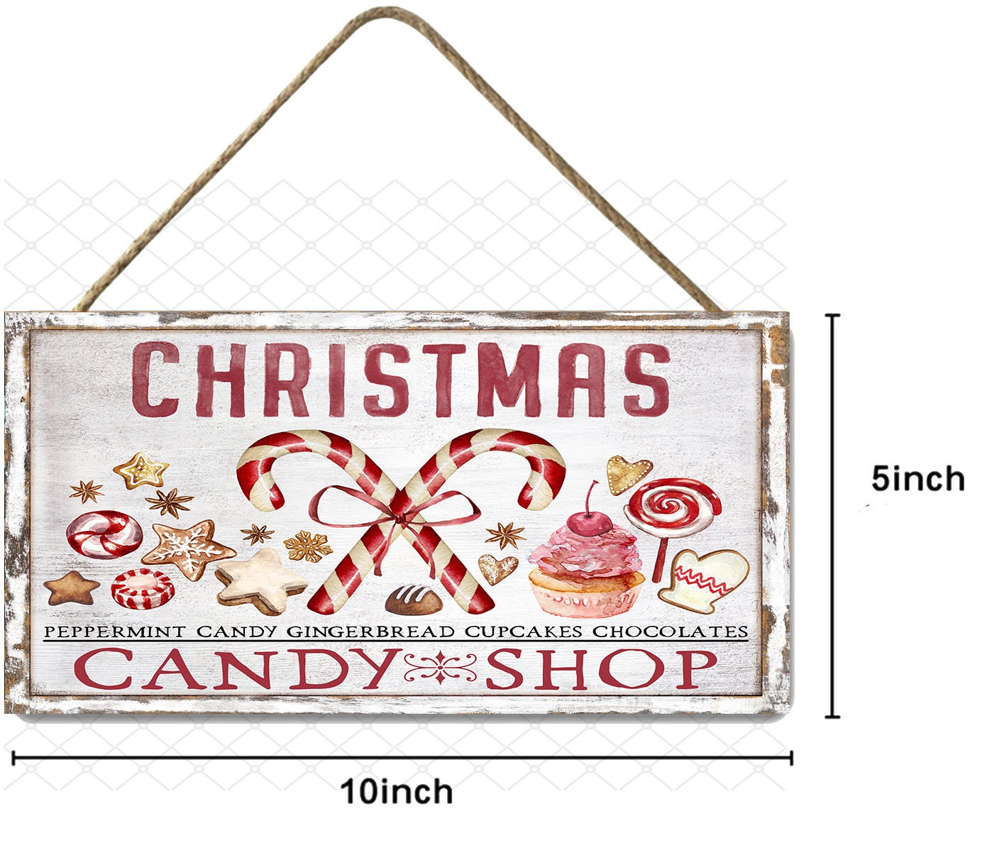Christmas Candy Shop Printed Handmade Wood Sign