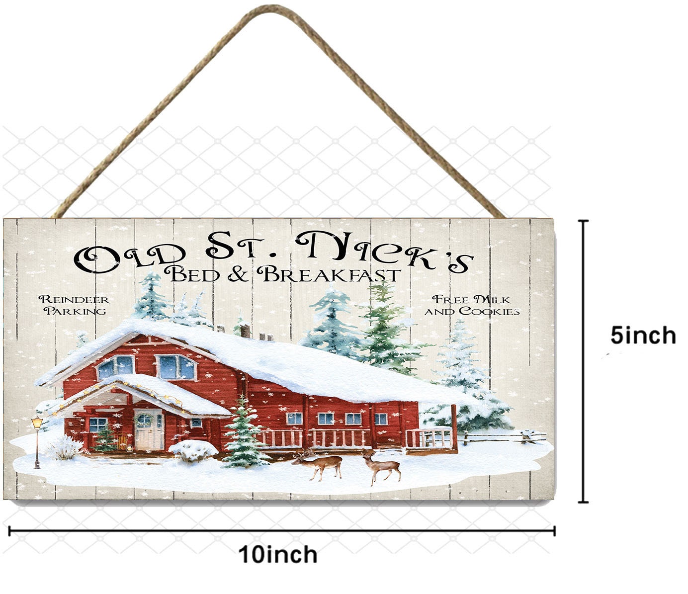 Old St. Nick Bed and Breakfast Letrero de madera hecho a mano impreso navideño