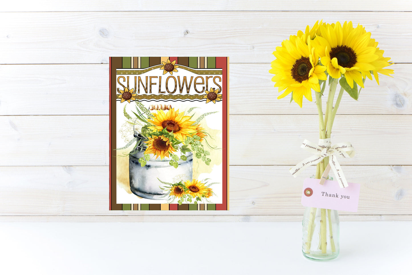 Sunflowers Printed Handmade Wood Sign (7" x 9")