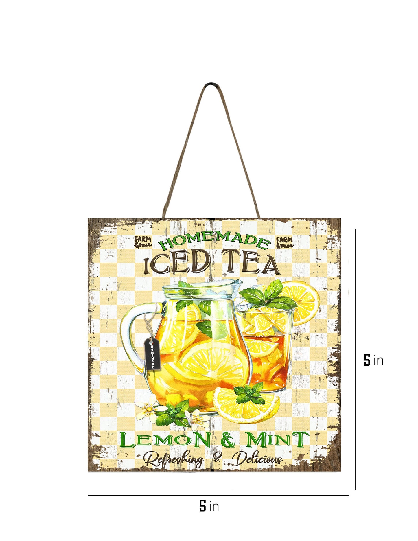 Iced Tea Printed Handmade Wood  Mini Sign