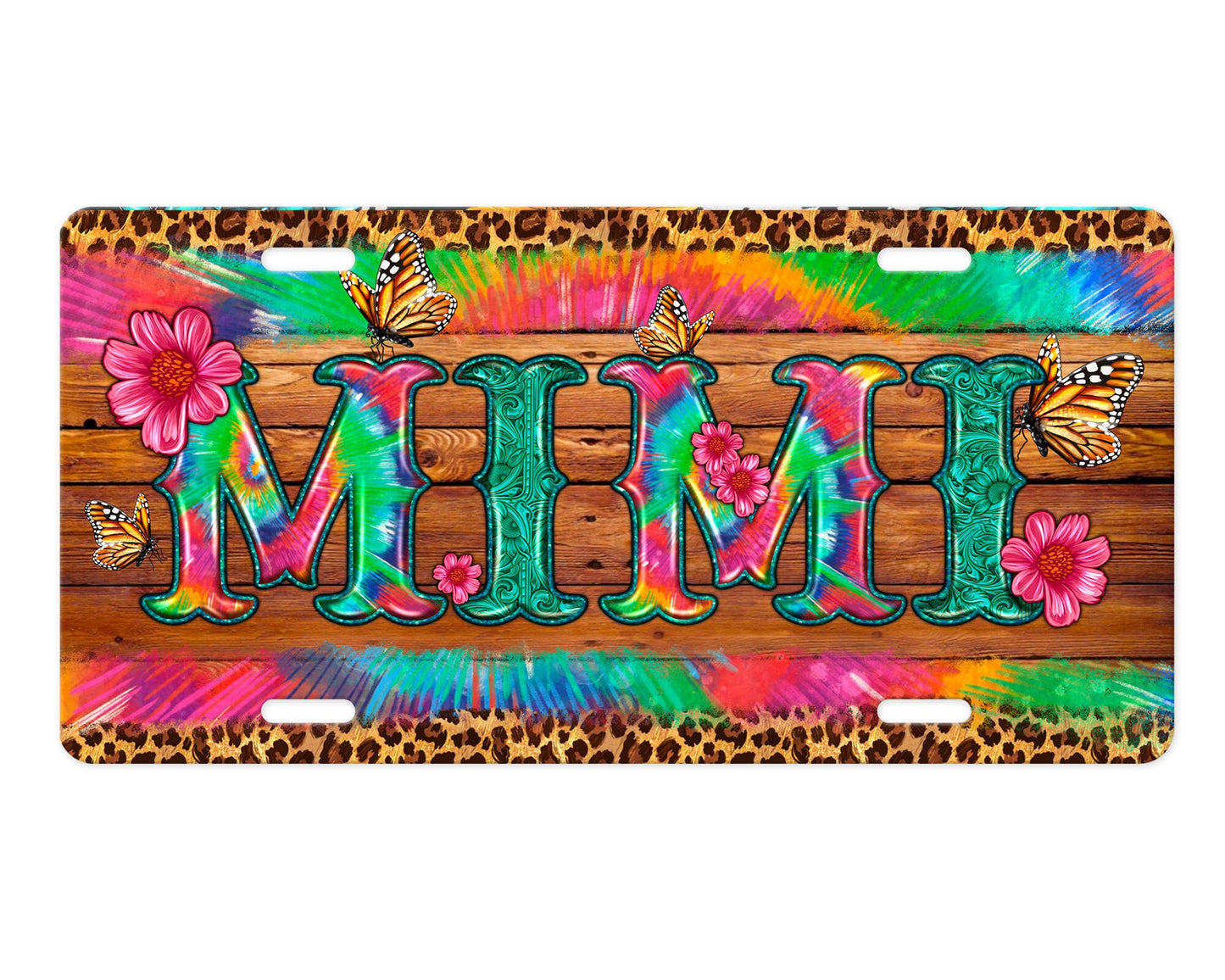 Tie Dye Mimi Aluminum Front License Plate